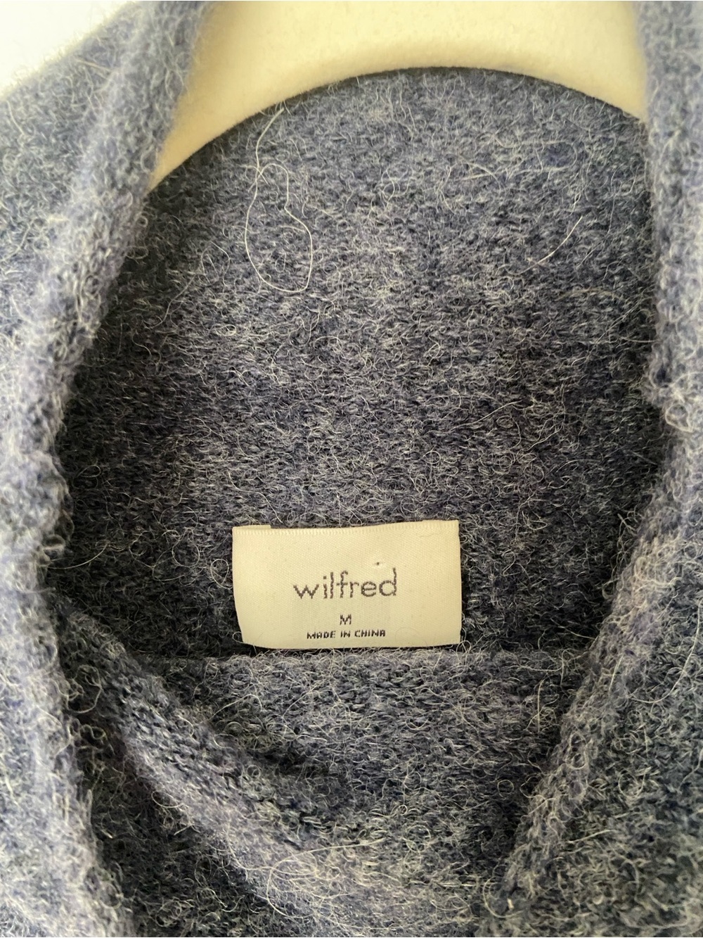 Wilfred Aritzia Lorin Sweater Knit Turtleneck Tie Back Sweater Marl Blue Medium - Picture 6 of 11